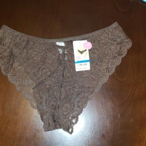 Maidenform Brown Lace Tanga size XL/8 NWT